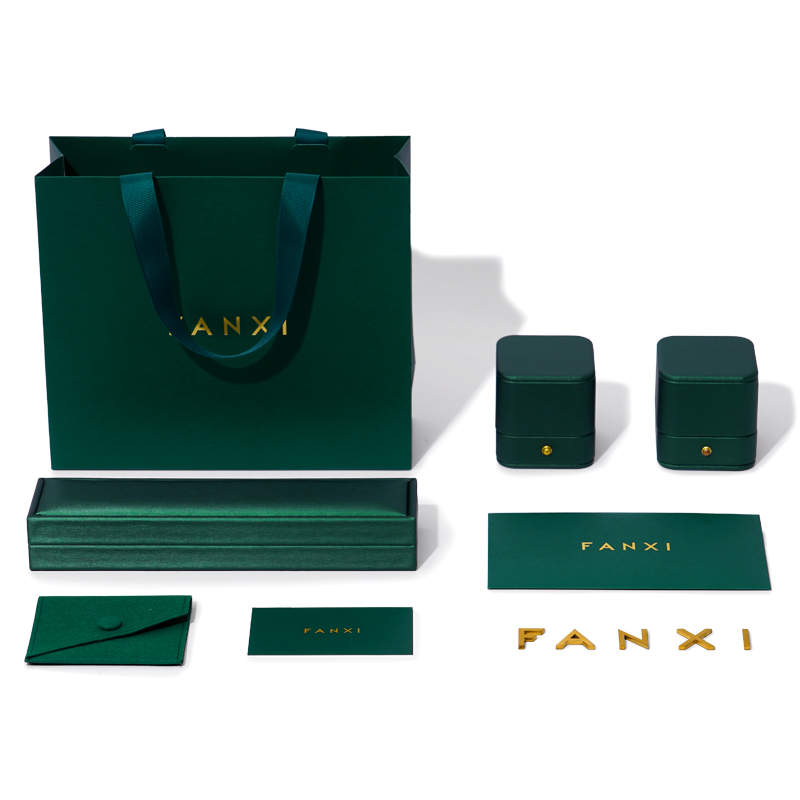 FANXI D047 Hot sale Paper Bags with your own logo Jewelry package manufacturer Green Jewelry Paper Bag