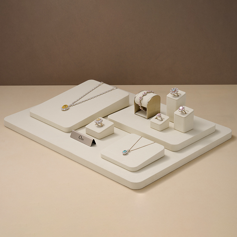 FANXI TT177 New Model Jewelry Display Sets With Beige Microfiber For Ring Necklace Window Display Sets