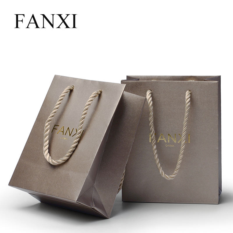 FANXI D023 Wholesale Custom Logo Color Printed Luxury Paper Bag Jewelry Gift Packaging Bags with Handle Recycle Paper Shopping Bag