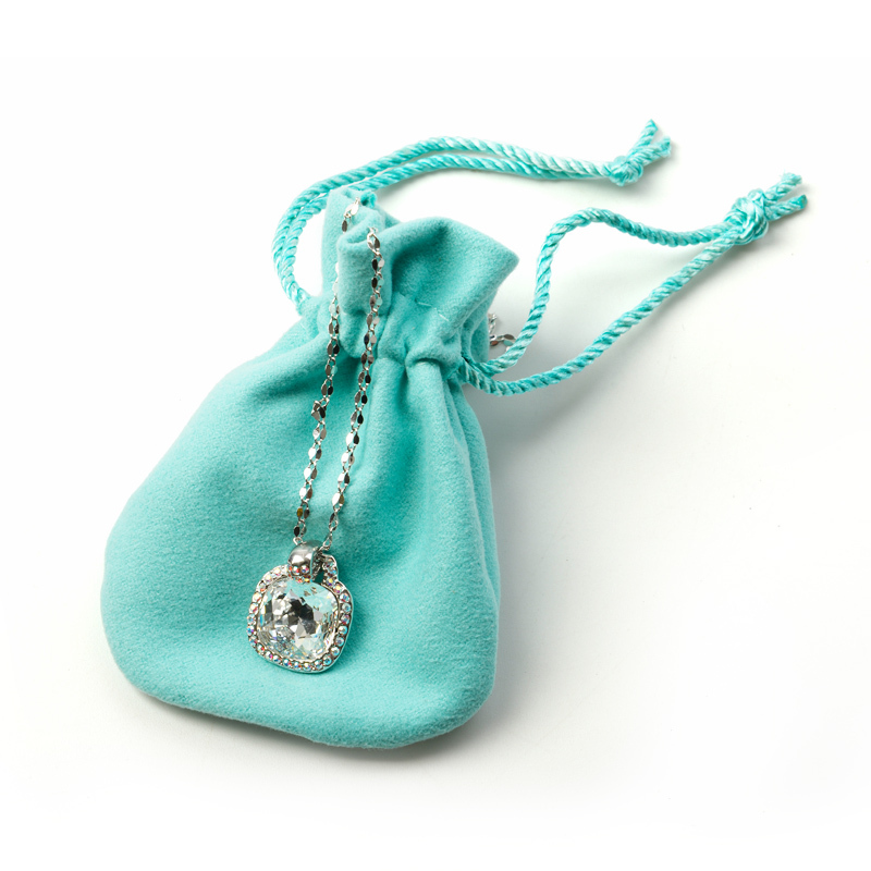 FANXI D02201 Wholesale Custom Logo Drawstring Blue Color Jewelry Bag Suede Pouch