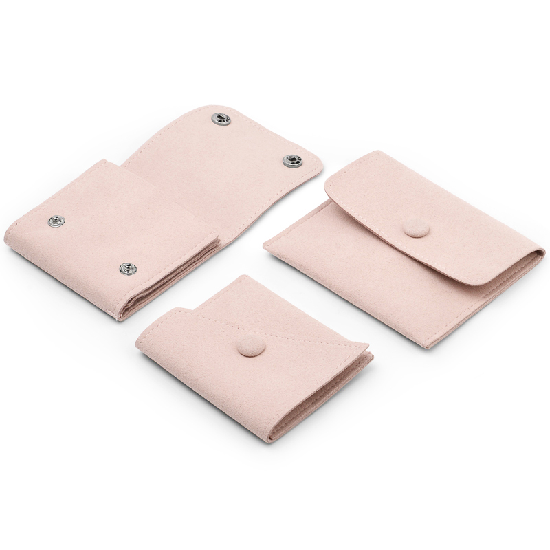 FANXI D039 China custom pink durable microfiber jewelry gift bag with button ring earrings bangle storage package Jewelry pouch