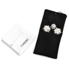 FANXI D035 Wholesale Custom White Black Linen Jewelry Pouch Ring Earrings Necklace Gift Bag Jewelry Packaging