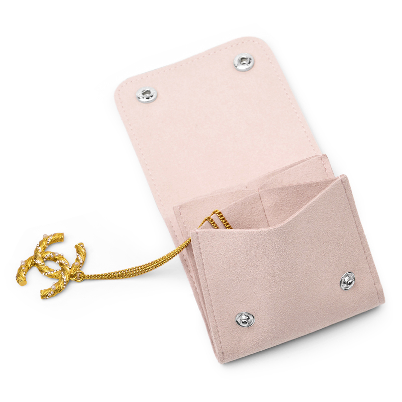 FANXI D039 China custom pink durable microfiber jewelry gift bag with button ring earrings bangle storage package Jewelry pouch