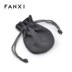 D045 Customize Drawstring Velvet Jewelry Pouch Bag Small Grey Jewelry Bags Jewelry Packaging Pouch