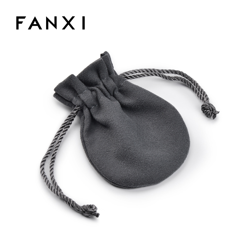 D045 Customize Drawstring Velvet Jewelry Pouch Bag Small Grey Jewelry Bags Jewelry Packaging Pouch