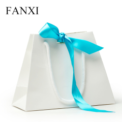 FANXI D021 Wholesale Luxury Custom Color Handle Gift Packaging Bags With Silk Ribbon Craft Shopping Gift Paper Jewelry Bag