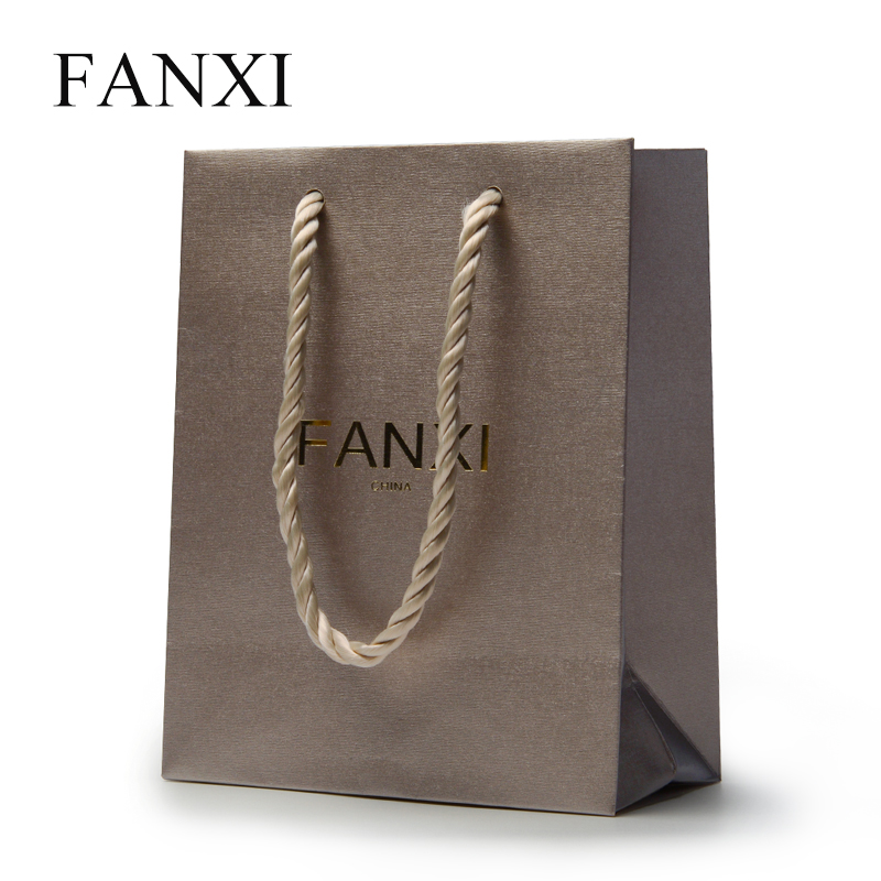 FANXI D023 Wholesale Custom Logo Color Printed Luxury Paper Bag Jewelry Gift Packaging Bags with Handle Recycle Paper Shopping Bag
