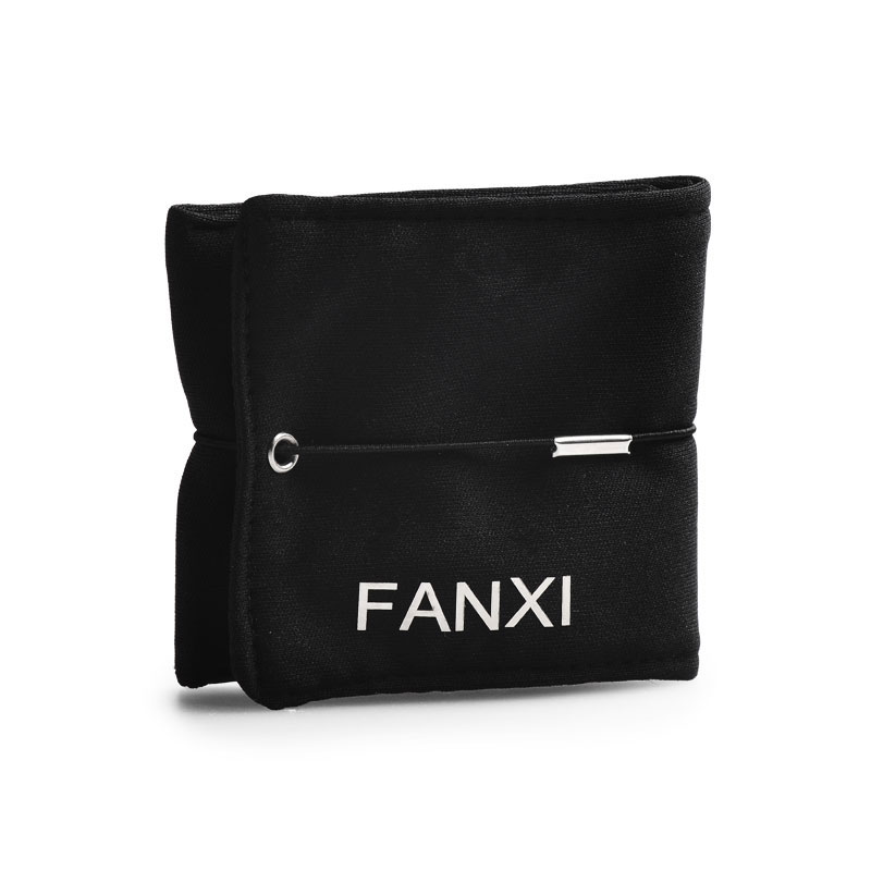 FANXI D035 Wholesale Custom White Black Linen Jewelry Pouch Ring Earrings Necklace Gift Bag Jewelry Packaging