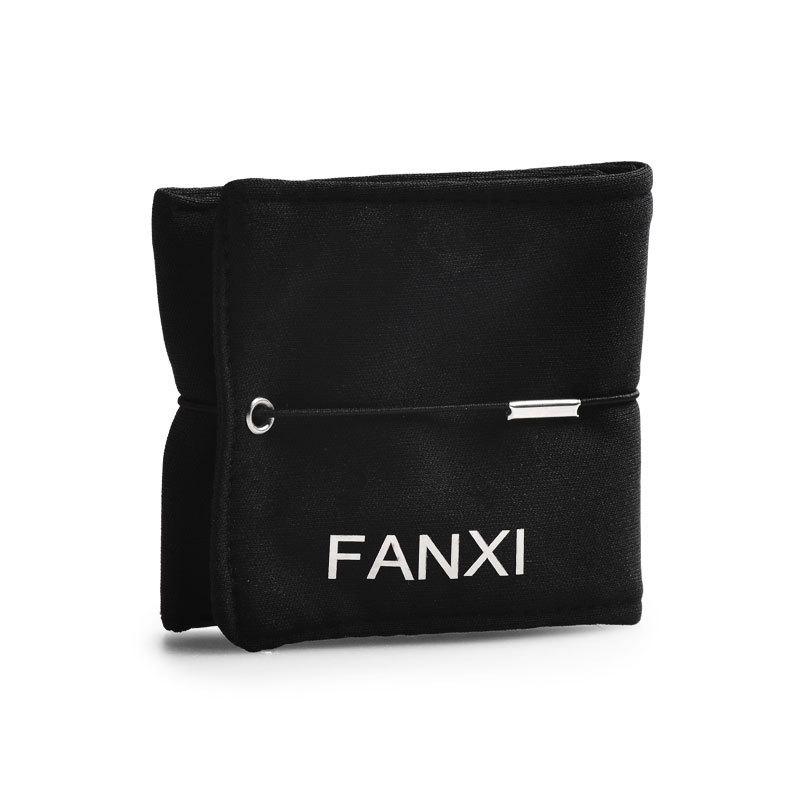 FANXI D035 Wholesale Custom White Black Linen Jewelry Pouch Ring Earrings Necklace Gift Bag Jewelry Packaging