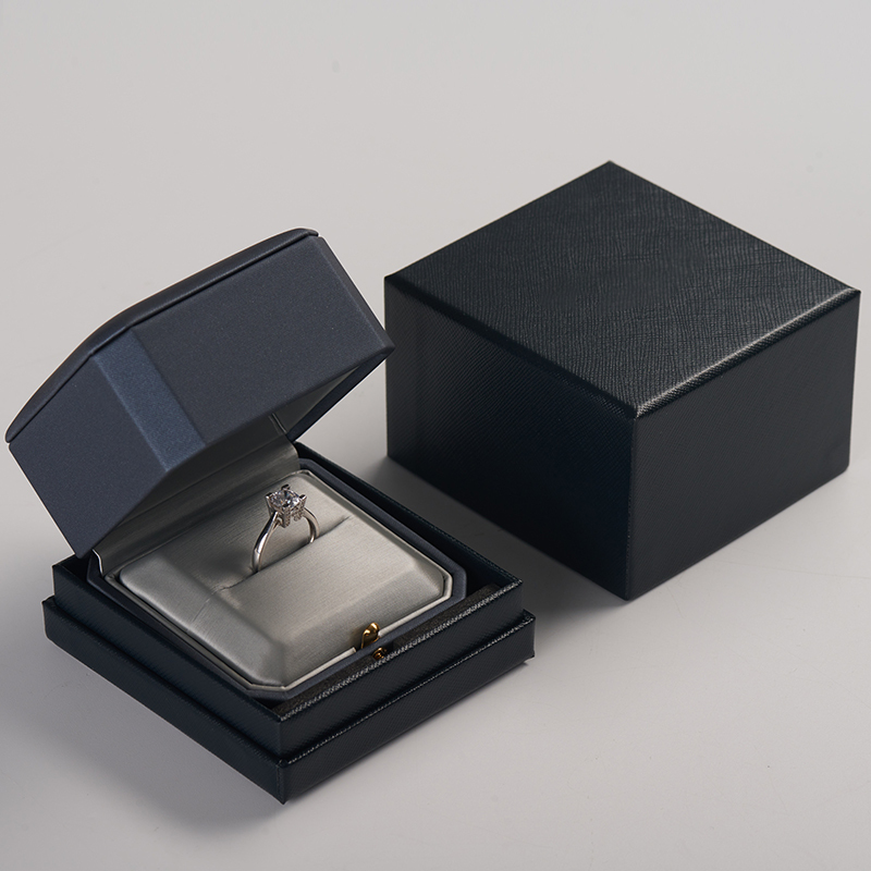 Custom logo/colour navy blue leather jewelry packaging box
