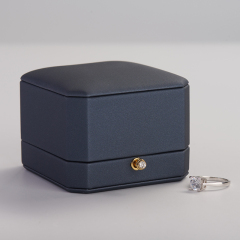 Custom logo/colour navy blue leather jewelry packaging box