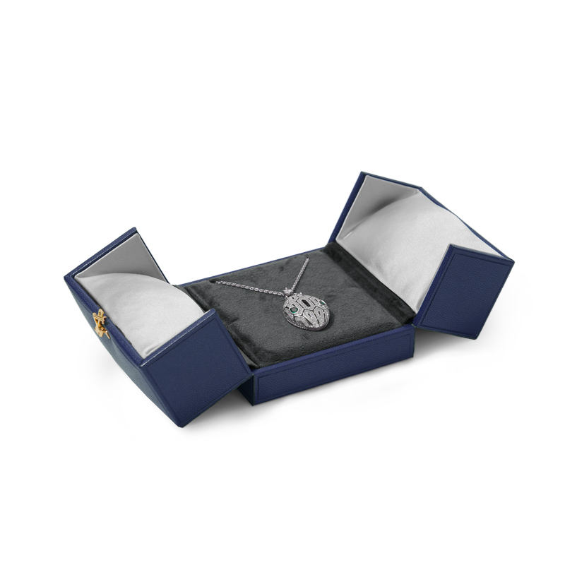 FANXI TC-H047 double open jewelry ring pendant box pu leather microfiber material