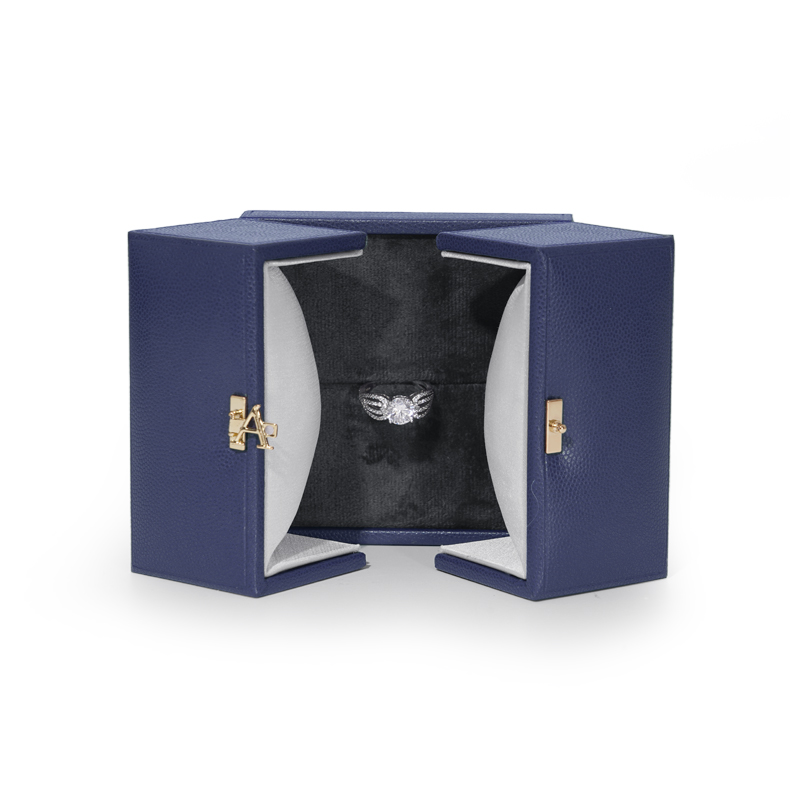 FANXI TC-H047 double open jewelry ring pendant box pu leather microfiber material