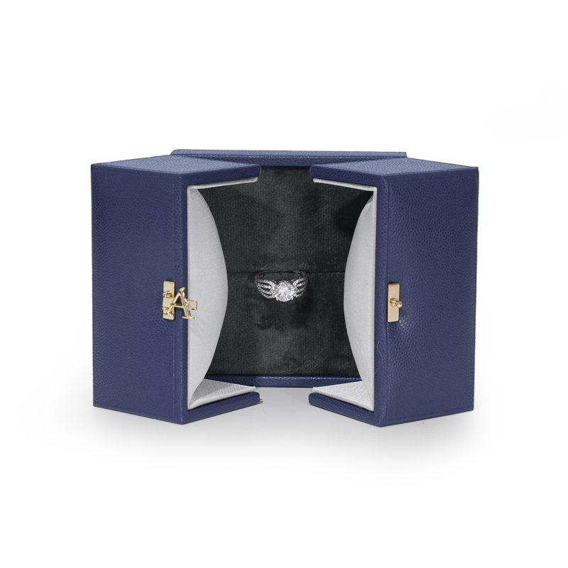 FANXI TC-H047 double open jewelry ring pendant box pu leather microfiber material