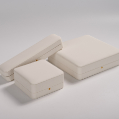 Custom logo/colour beige PU leather jewelry packing box