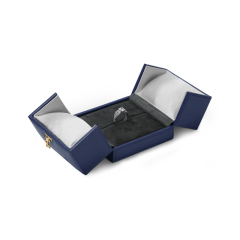 FANXI TC-H047 double open jewelry ring pendant box pu leather microfiber material