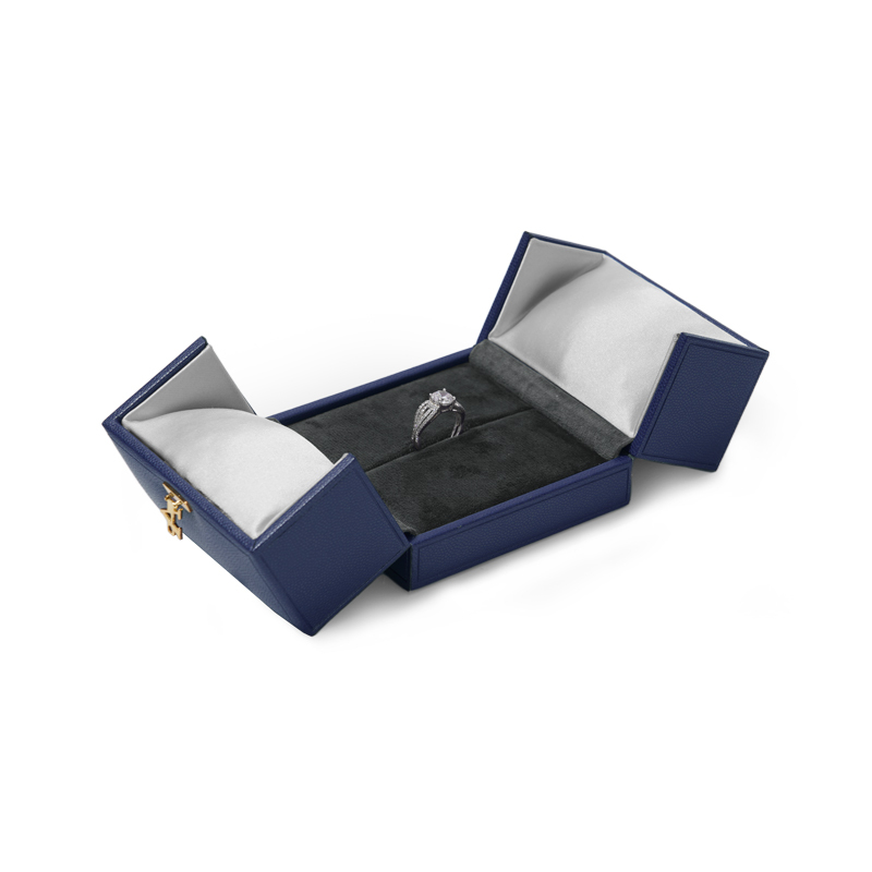 FANXI TC-H047 double open jewelry ring pendant box pu leather microfiber material