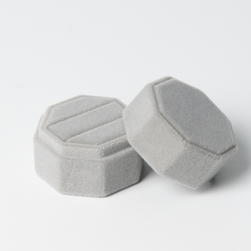 custom grey velvet jewelry ring box
