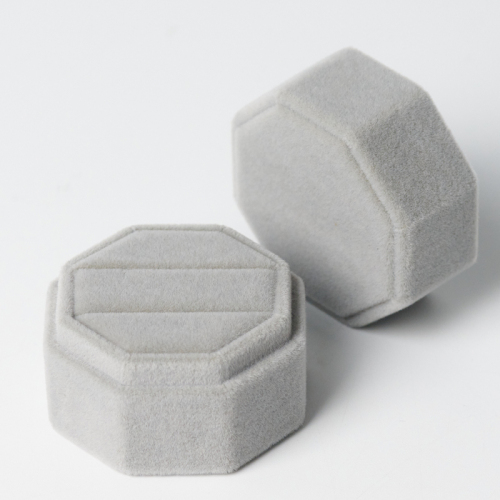 custom grey velvet jewelry ring box