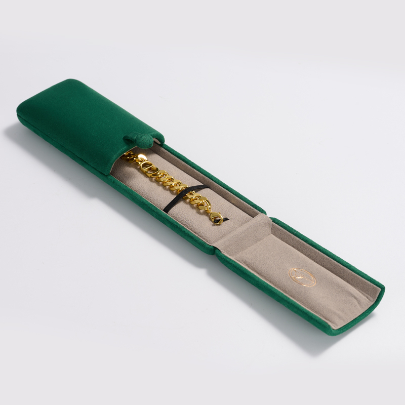 Custom colour green microfiber jewelry packaging box for bracelet with outer box
