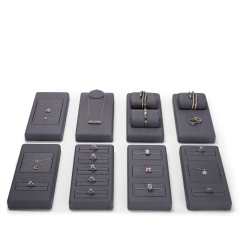 Custom color/design grey pu leather jewelry display set with patent