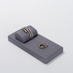 Custom color/design grey pu leather jewelry display set with patent
