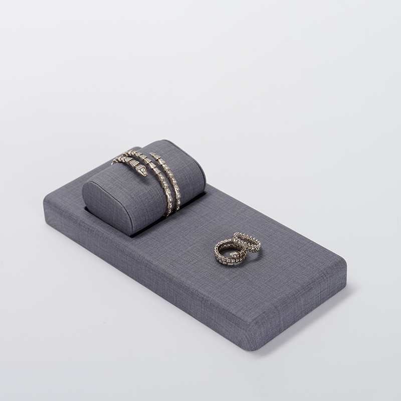 Custom color/design grey pu leather jewelry display set with patent