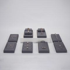 Custom color/design grey pu leather jewelry display set with patent