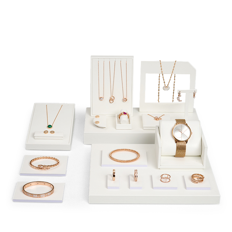 Custom color/design pu leather jewelry display set