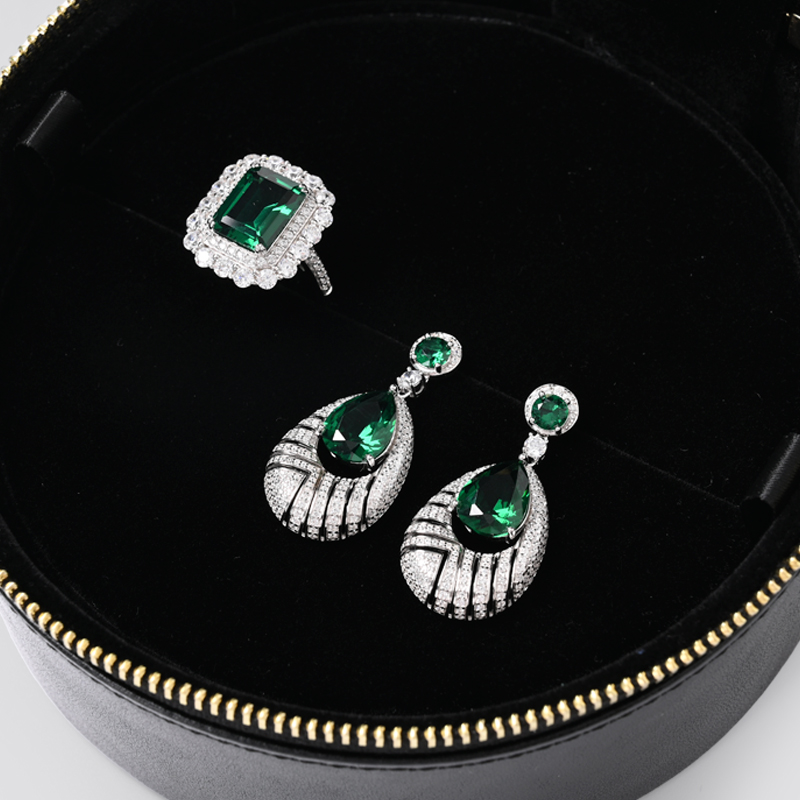 New arrival black pu leather zipper jewelry bag for earring rings
