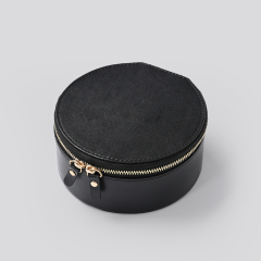 New arrival black pu leather zipper jewelry bag for earring rings