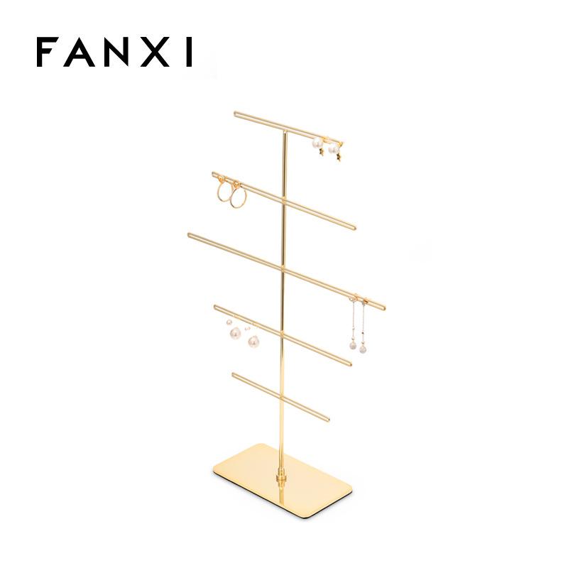 FANXI New arrival elegant design golden metal display rack for earrings