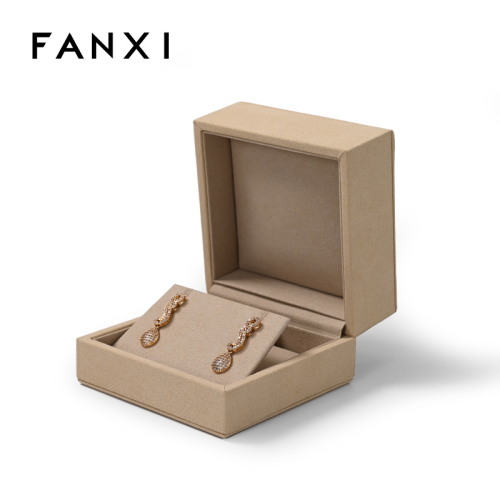 FANXI custom khaki microfiber large size earring boxes