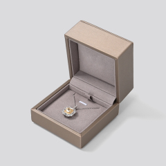 Accept custom logo brown pu leather outside microfiber inside jewelry pendant box