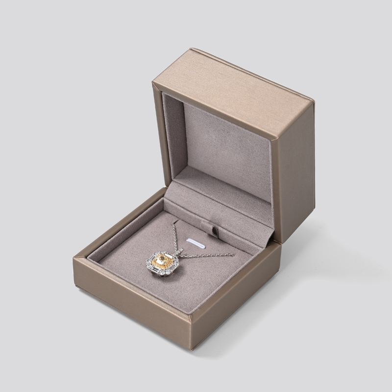 Accept custom logo brown pu leather outside microfiber inside jewelry pendant box