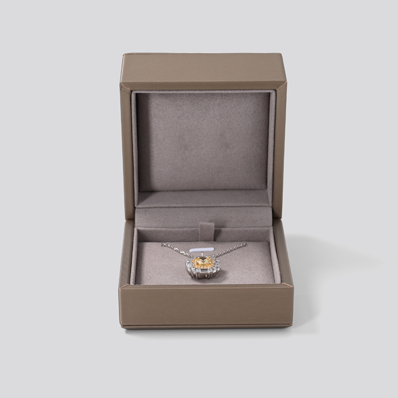 Accept custom logo brown pu leather outside microfiber inside jewelry pendant box