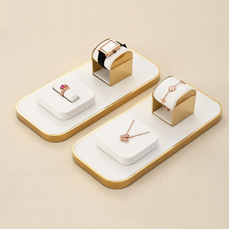 FANXI TT198 luxury design jewelry store white pu leather jewelry display set