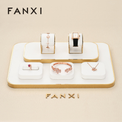 FANXI TT198 luxury design jewelry store white pu leather jewelry display set