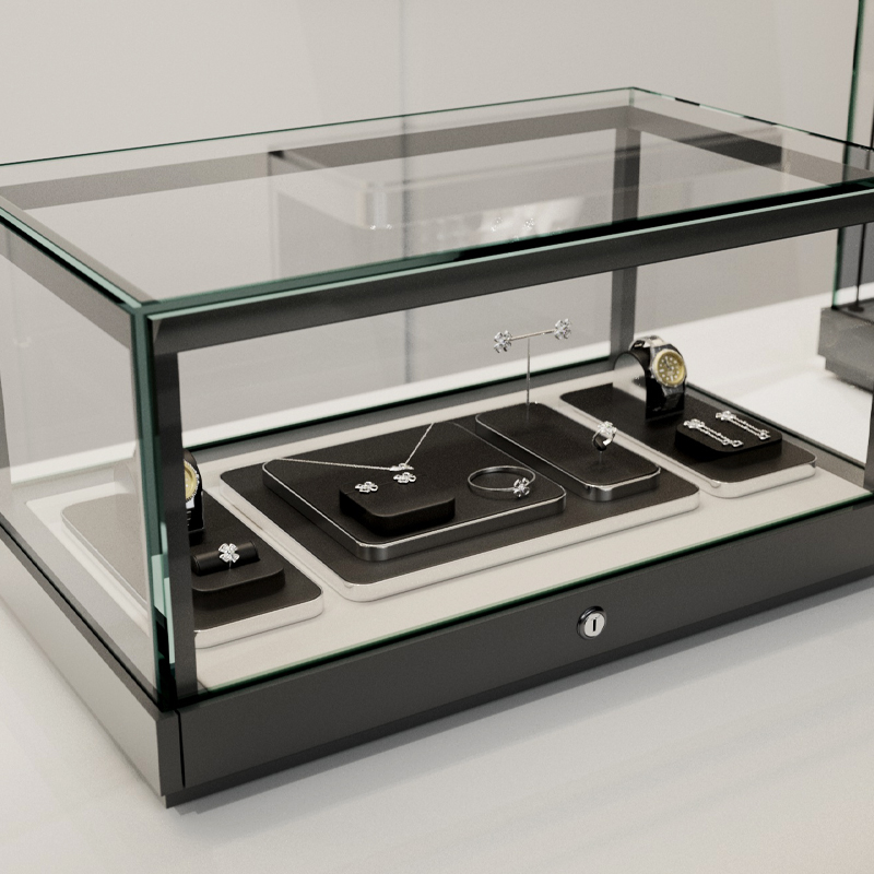 FANXI TT199 new fashion design black pu leather jewelry display sets for jewelry store cabinet