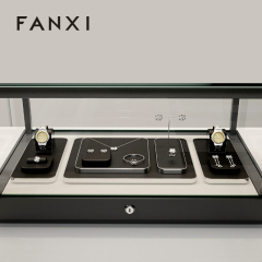 FANXI TT199 new fashion design black pu leather jewelry display sets for jewelry store cabinet