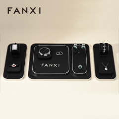 FANXI TT199 new fashion design black pu leather jewelry display sets for jewelry store cabinet