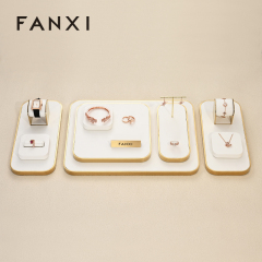 FANXI TT198 luxury design jewelry store white pu leather jewelry display set