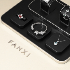 FANXI TT199 new fashion design black pu leather jewelry display sets for jewelry store cabinet