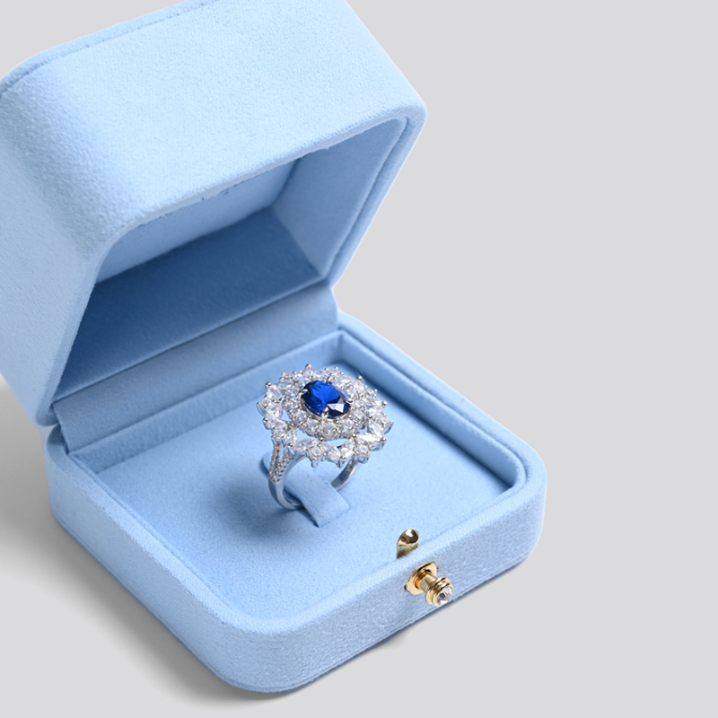 FANXI new arrival custom blue pu leather nice design jewelry ring box