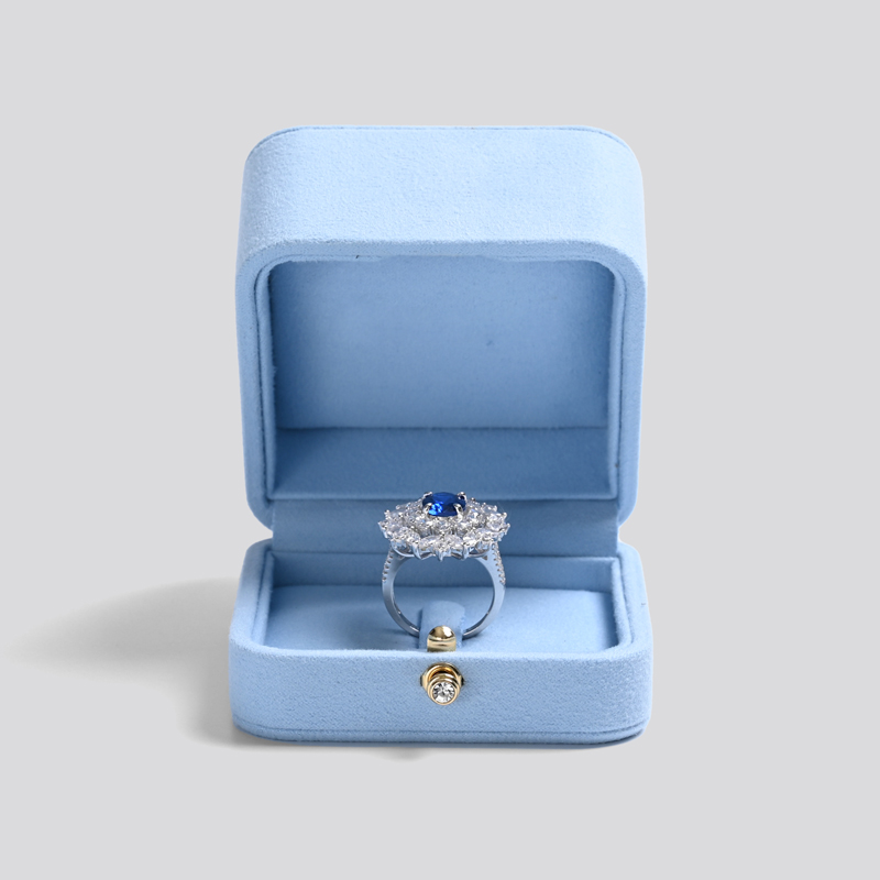 FANXI new arrival custom blue pu leather nice design jewelry ring box