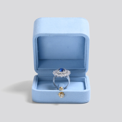 FANXI new arrival custom blue pu leather nice design jewelry ring box