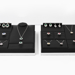 FANXI TT205 luxury jewellery packing black pu leather custom jewelry tray For fashion jewelry display