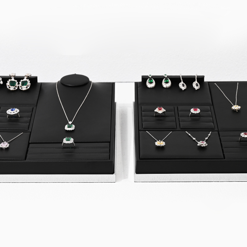 FANXI TT205 luxury jewellery packing black pu leather custom jewelry tray For fashion jewelry display