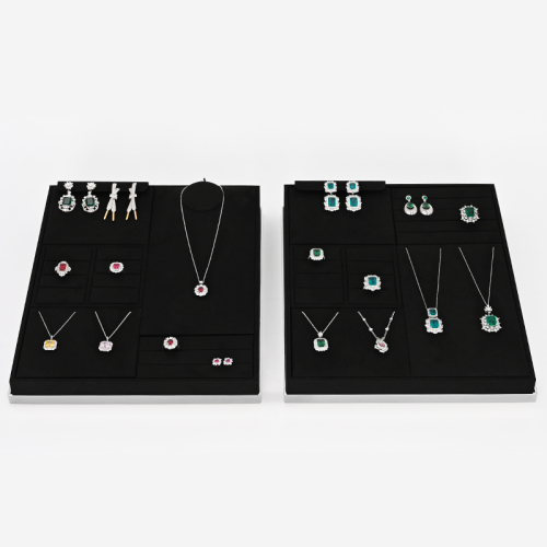 FANXI TT203 new fashion black microfiber jewelry display tray jewelry display sets for retail store