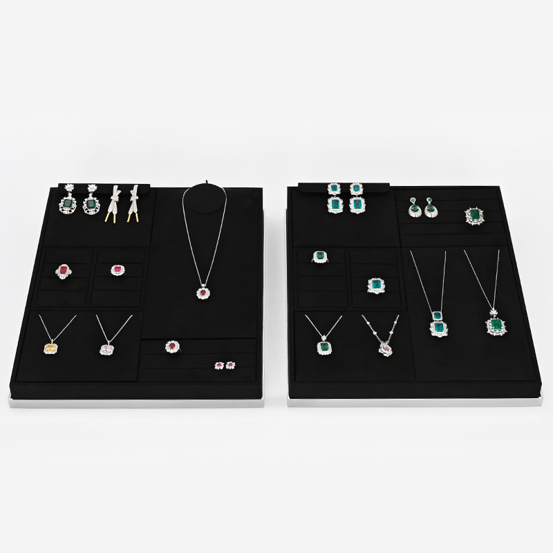 FANXI TT203 new fashion black microfiber jewelry display tray jewelry display sets for retail store